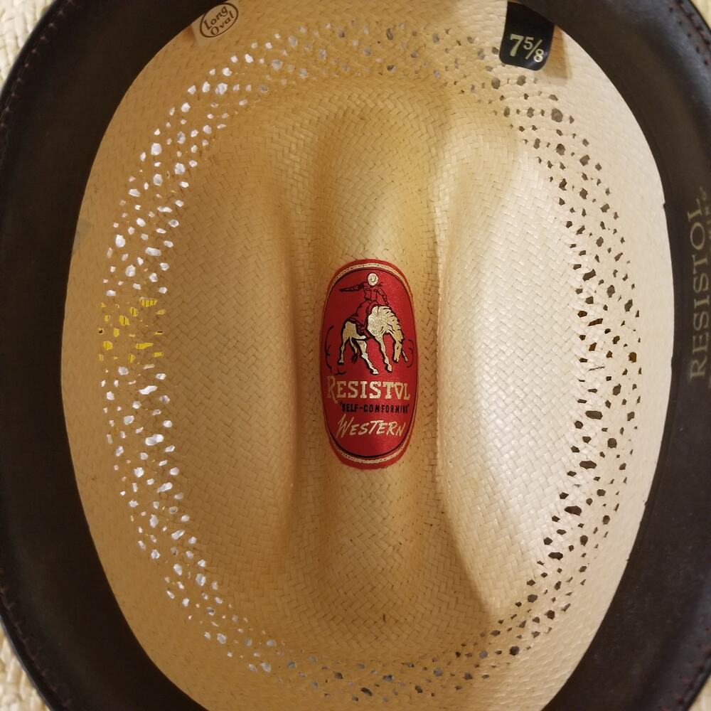 Vintage Resistol Classic Straw Cowboy Hat Self Conforming Size 7 5/8 - Picture 6 of 9